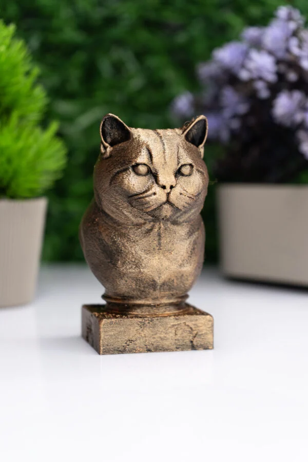 British Shorthair Büst Heykel – El Yapımı Dekoratif Figür