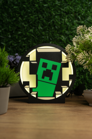 Minecraft Creeper Lightbox – 3D Işıklı Masa Lambası | LED Gece Lambası | Gaming Dekor