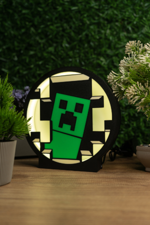 Minecraft Creeper Lightbox – 3D Işıklı Masa Lambası | LED Gece Lambası | Gaming Dekor