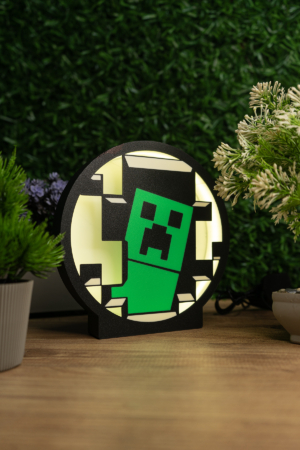Minecraft Creeper Lightbox – 3D Işıklı Masa Lambası | LED Gece Lambası | Gaming Dekor