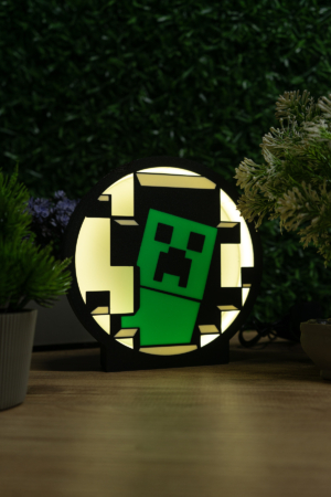 Minecraft Creeper Lightbox – 3D Işıklı Masa Lambası | LED Gece Lambası | Gaming Dekor