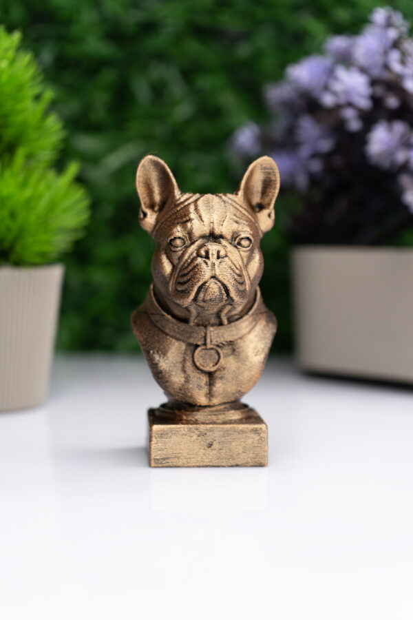 Fransız Bulldog Büst Heykel – El Yapımı Dekoratif Figür