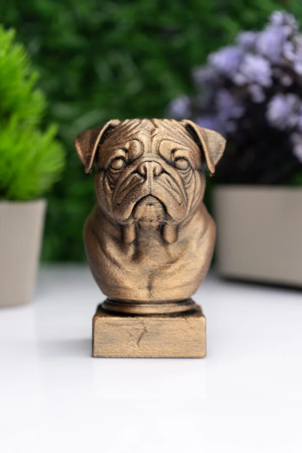 Pug Köpek Büst Heykel – El Yapımı Dekoratif Figür