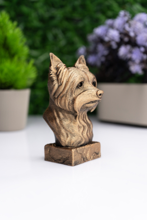 Yorkshire Terrier Büst Heykel – El Yapımı Dekoratif Figür