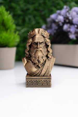 Zeus Büst Figür – Antik Yunan Mitolojisi Dekoratif Heykel