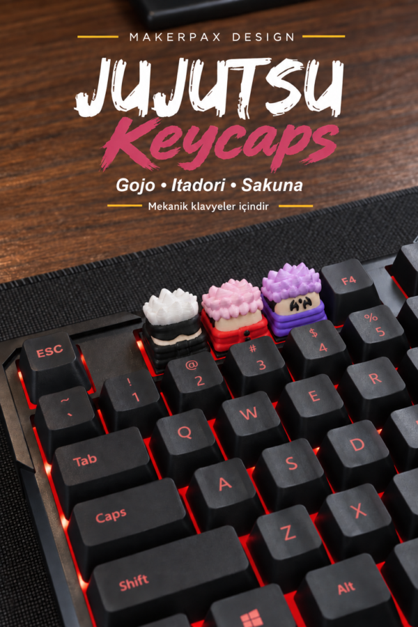 Jujutsu Kaisen Keycaps Seti | Yuji, Gojo ve Sukuna