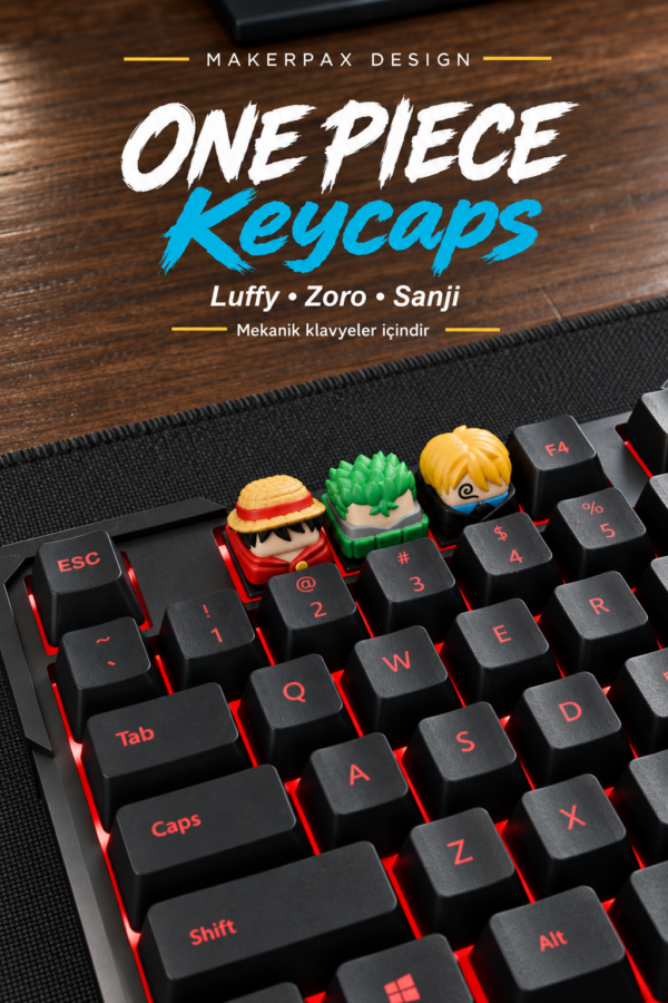 One Piece Keycap Seti | Luffy, Zoro ve Sanji