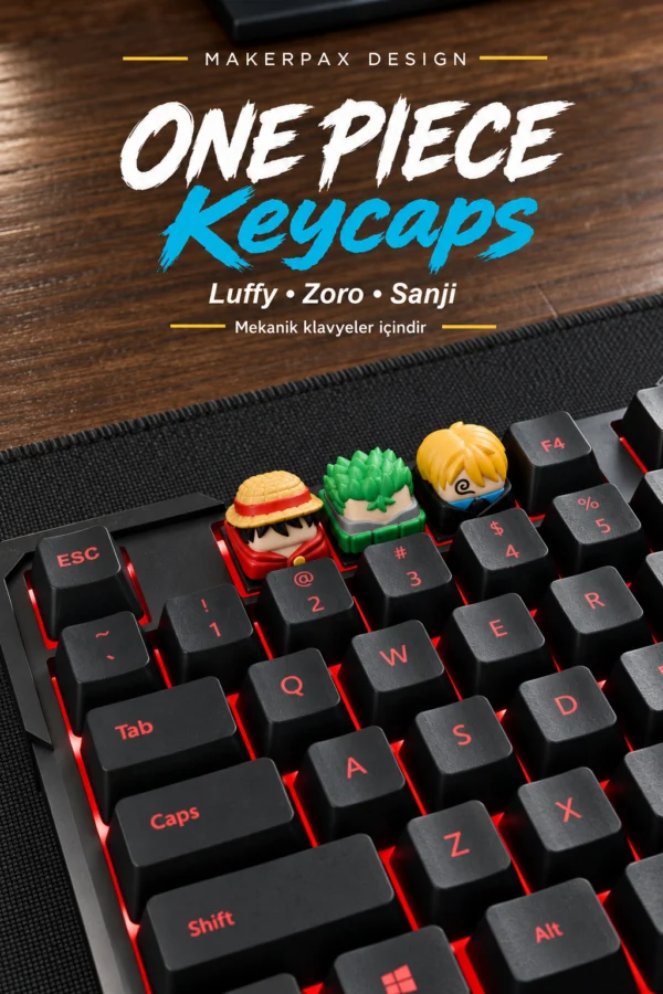 One Piece Keycap Seti | Luffy, Zoro ve Sanji