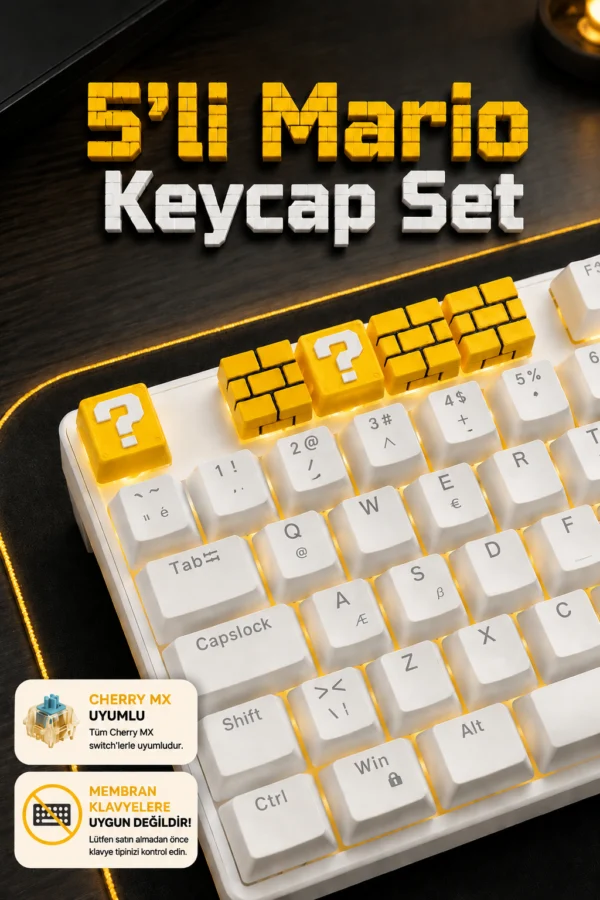 Mario Keycaps Seti | 5’li Soru ve Blok Tasarımı