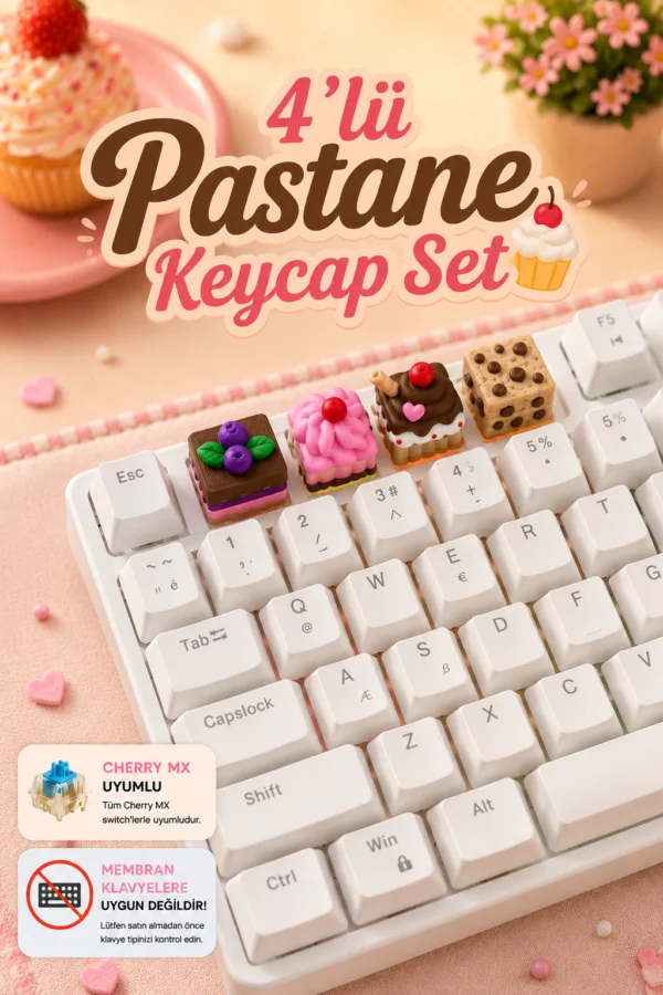 Pastane Keycaps Seti | 4’lü Tatlı Tasarımı