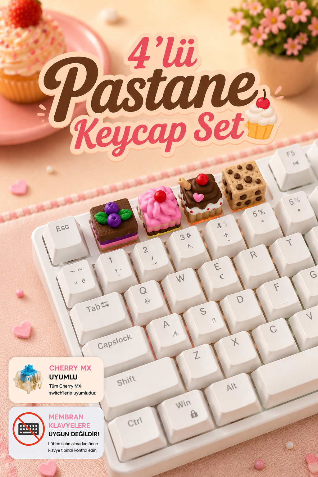 Pastane1 Pastane Keycaps Seti | 4’lü Tatlı Tasarımı - Görsel 1