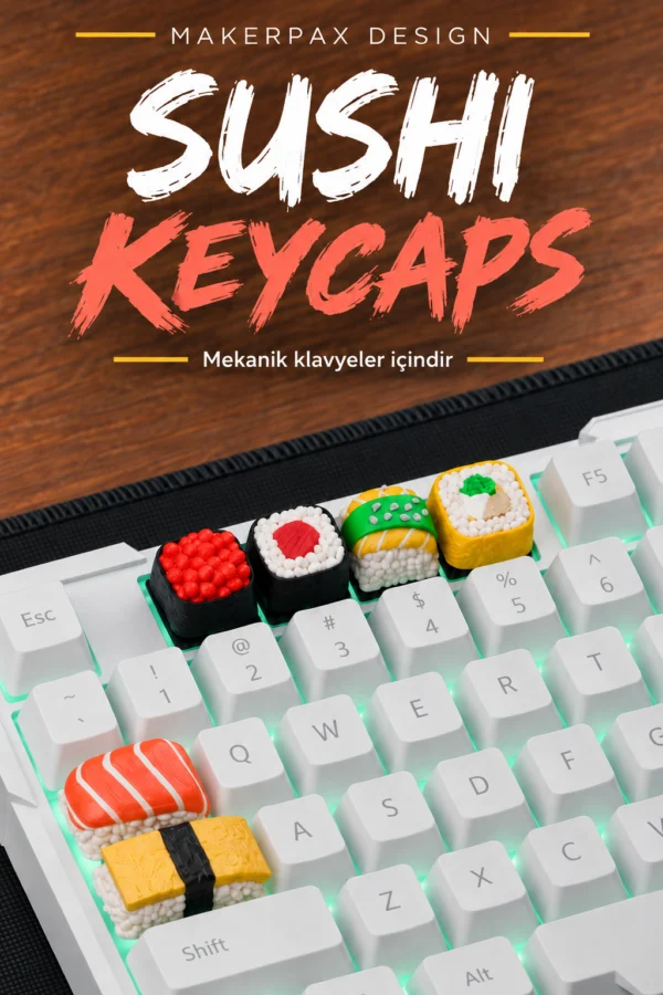 Sushi Keycaps Seti | Altı Farklı Sushi Tasarımı