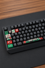 Demon Slayer Anime Keycaps 8 tuş ve 1 spacebar seti, klavye yakın görünümü