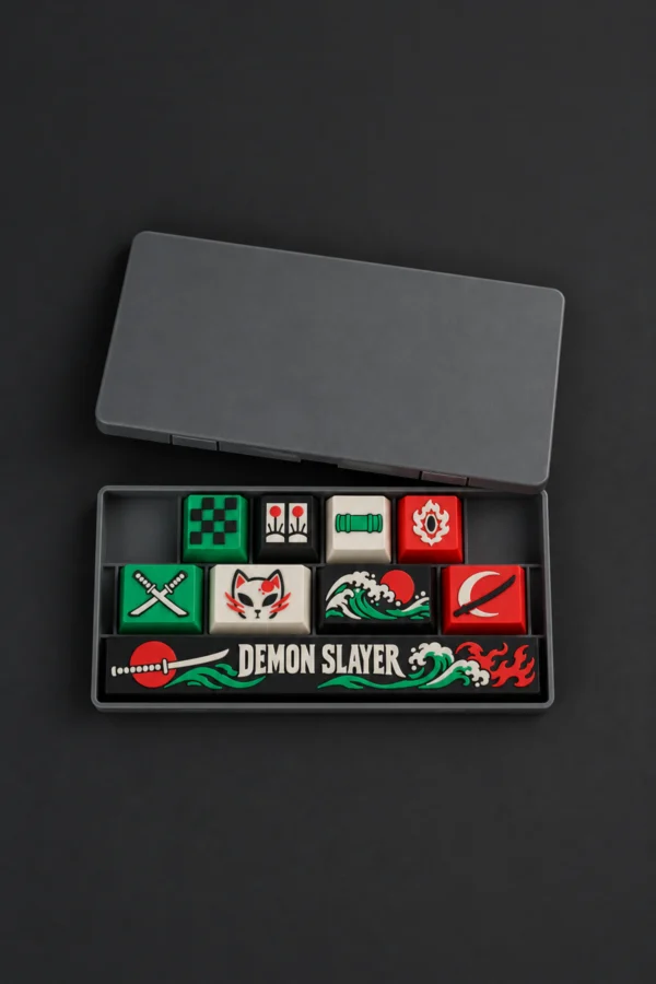 Demon Slayer Anime Keycaps 8 tuş ve 1 spacebar seti, kutulu set görünümü