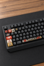 Dota 2 Gamer Keycaps 8 tuş ve 1 spacebar seti, klavye üzerinde yakın görünüm