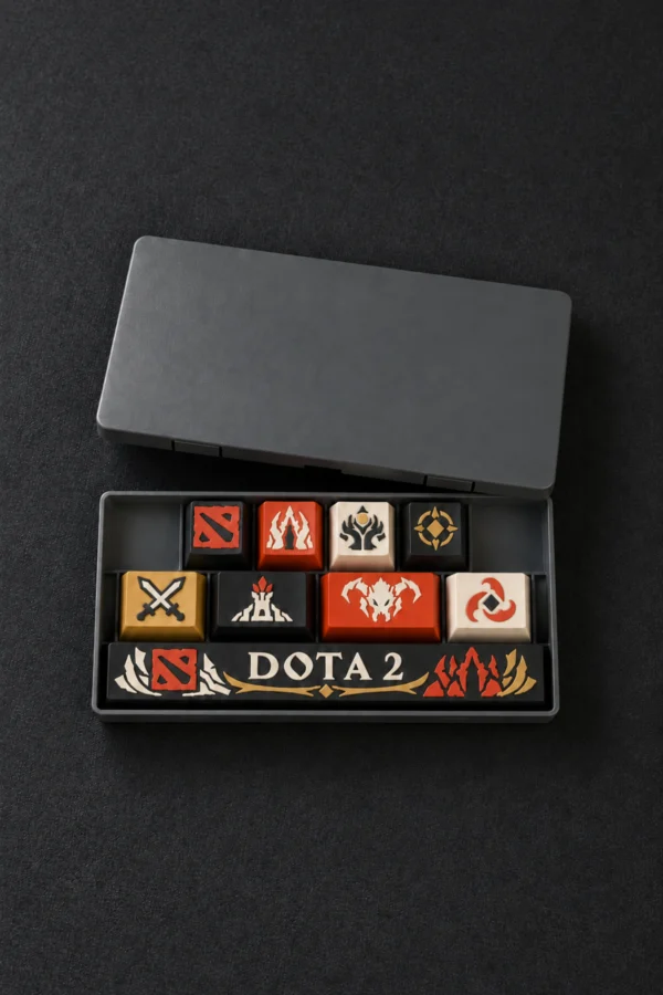 Dota 2 Gamer Keycaps 8 tuş ve 1 spacebar seti, kutulu set görünümü