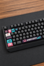 GTA 6 Gamer Keycaps 8 tus ve 1 spacebar seti, klavye yakin gorunumu