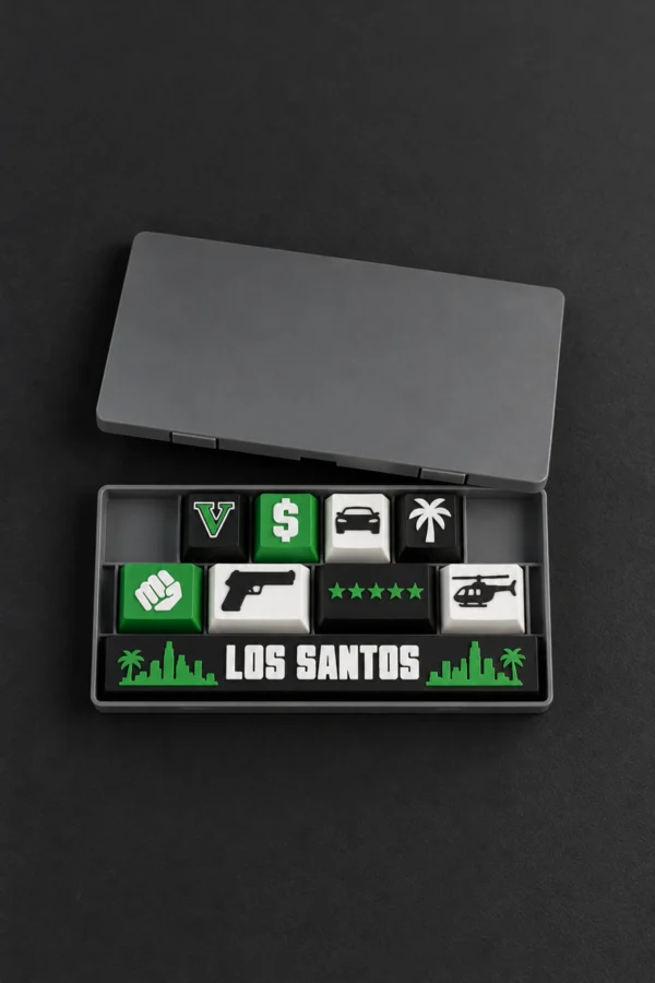GTA V Gamer Keycaps 8 tuş ve 1 spacebar seti, kutulu set görünümü