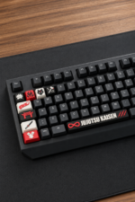 Jujutsu Kaisen Anime Keycaps 8 tuş ve 1 spacebar seti, klavye üzerinde yakın görünüm