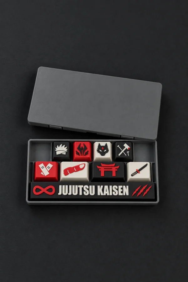 Jujutsu Kaisen Anime Keycaps 8 tuş ve 1 spacebar seti, kutulu set görünümü