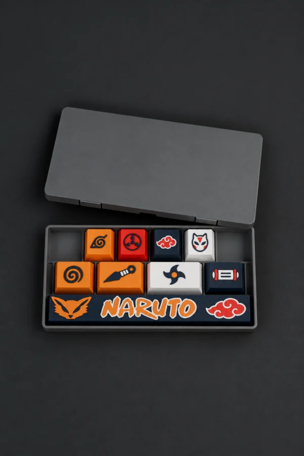 Naruto Anime Keycaps 8 tus ve 1 spacebar seti, kutulu set gorunumu