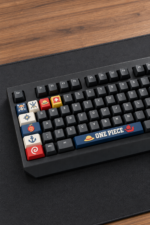 One Piece Anime Keycaps 8 tuş ve 1 spacebar seti, klavye üzerinde görünüm
