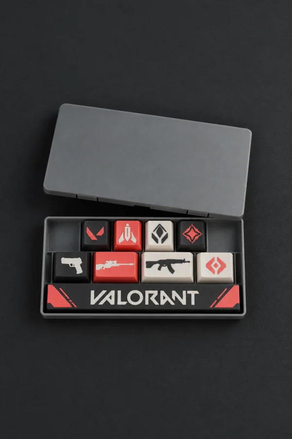 Valorant Gamer Keycaps 8 tuş ve 1 spacebar seti, kutulu set görünümü