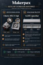 Cherry MX tipi switch ve 6.25U spacebar uyumluluk kontrol şeması